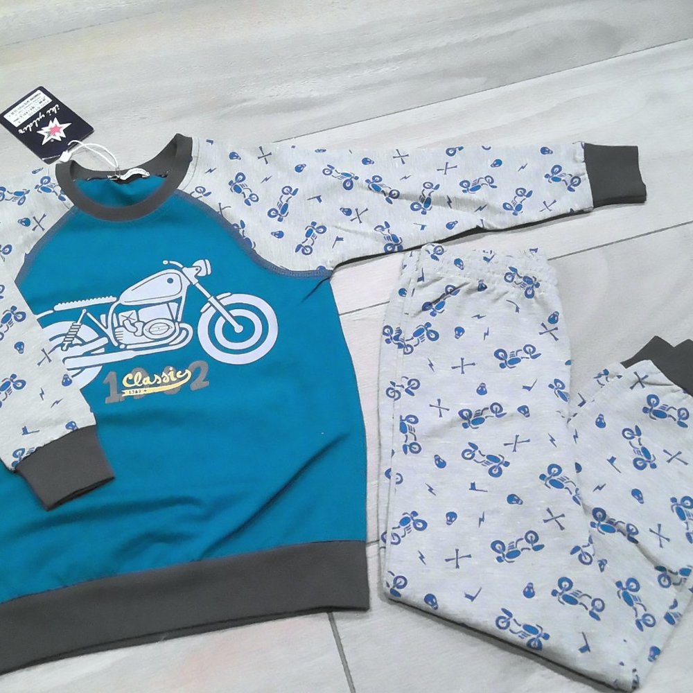 Boys Motorcycle Long Sleeve Pajama set